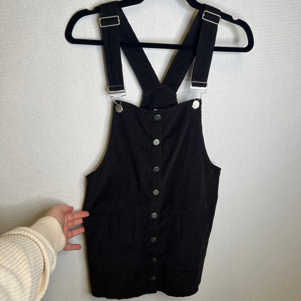 Harper Heritage Francescas Black Corduroy Button Front Pinafore Dress‎ Small